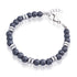 Grey beads mix with steel parts Stainless Steel Bracelet