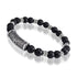Stretched Beads Stainless Steel Bracelet with Center Design