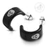 Black Acrylic 2-tone Skull Half Hoop Stud Steel Earrings