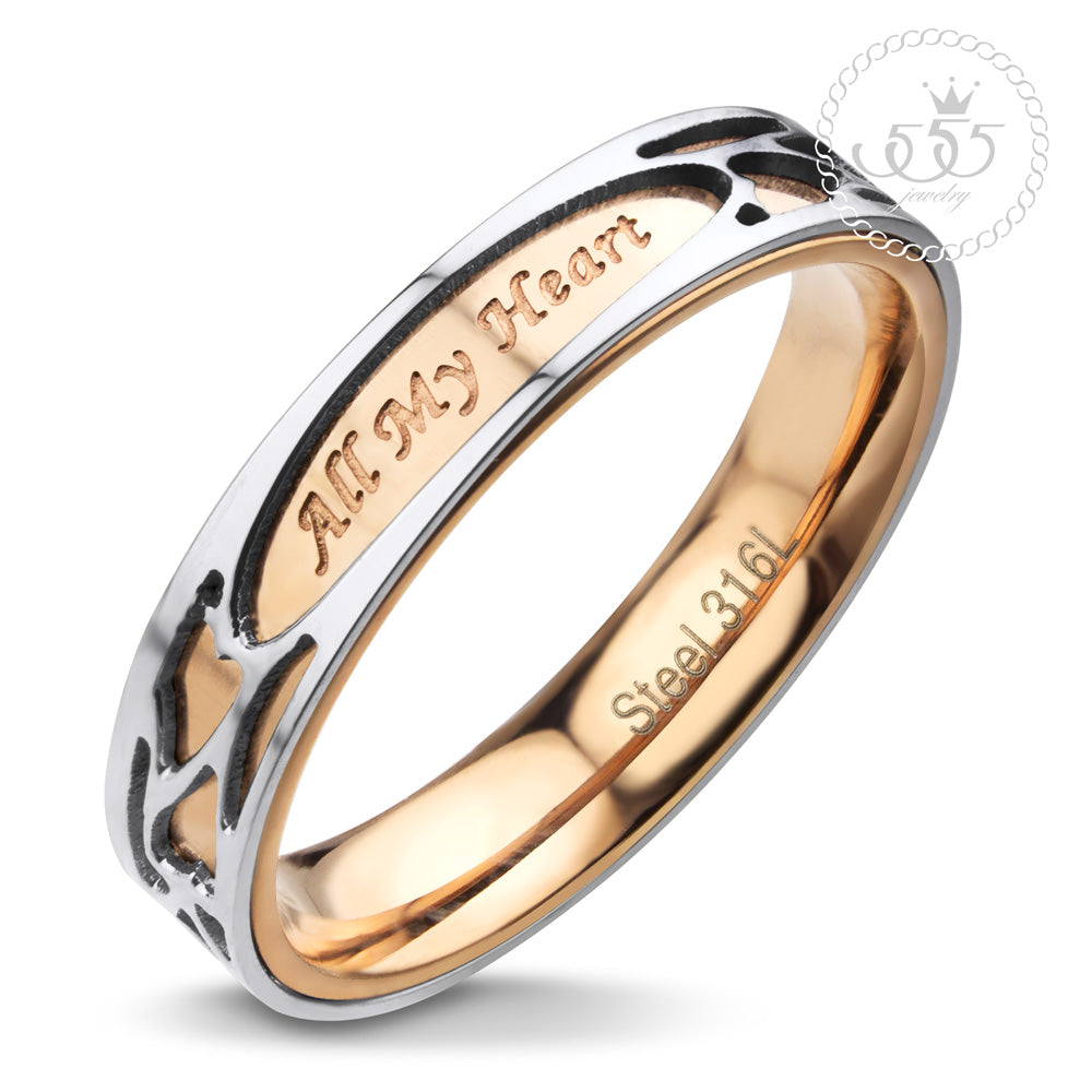 All My Heart Steel Ring with laser cutting | 4571076984964