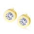 Stainless Steel Wide Stud Earrings With CZ