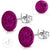 Magenta Shimmer Glittery Button Stud Steel Earrings - Monera-Design Co., Ltd
