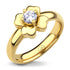 Flower Design Steel Ring With CZ