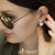 Drop Heart Shamballa Stud Steel Earrings with Clear CZ - Monera-Design Co., Ltd