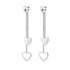 Dangle Drop Heart Steel Earrings with Heart CZ