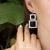 Steel Double Square Dangle Drop Earrings - Monera-Design Co., Ltd