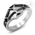 Shield Design Steel Ring with CZ