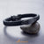 Steel Braided Wrap Leather Plate Cord Magnet Lock Bracelet - Monera-Design Co., Ltd