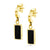 Dangle Drop Rectangle Gold Steel Earrings with Epoxy Fill - Monera-Design Co., Ltd