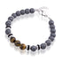 Stainless Steel bracelet with Grey beads mixed with tiger eye