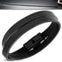 Steel Black Leather Cord Wrap Punk Rock Wristband Bracelet