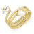 Gold Steel Ring with Heart shape Pearl and CZ - Monera-Design Co., Ltd