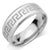 Thick Flat Steel Ring With Greek Key Satin Finish - Monera-Design Co., Ltd