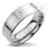 Stainless Steel CZ Wedding Band 7 mm Grooved Ring