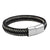 Steel Magnetic Clasp Braided Silver & Black Leather Bracelet - Monera-Design Co., Ltd