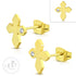 Yellow Gold Plated Medieval Cross Stud Steel Earring With CZ