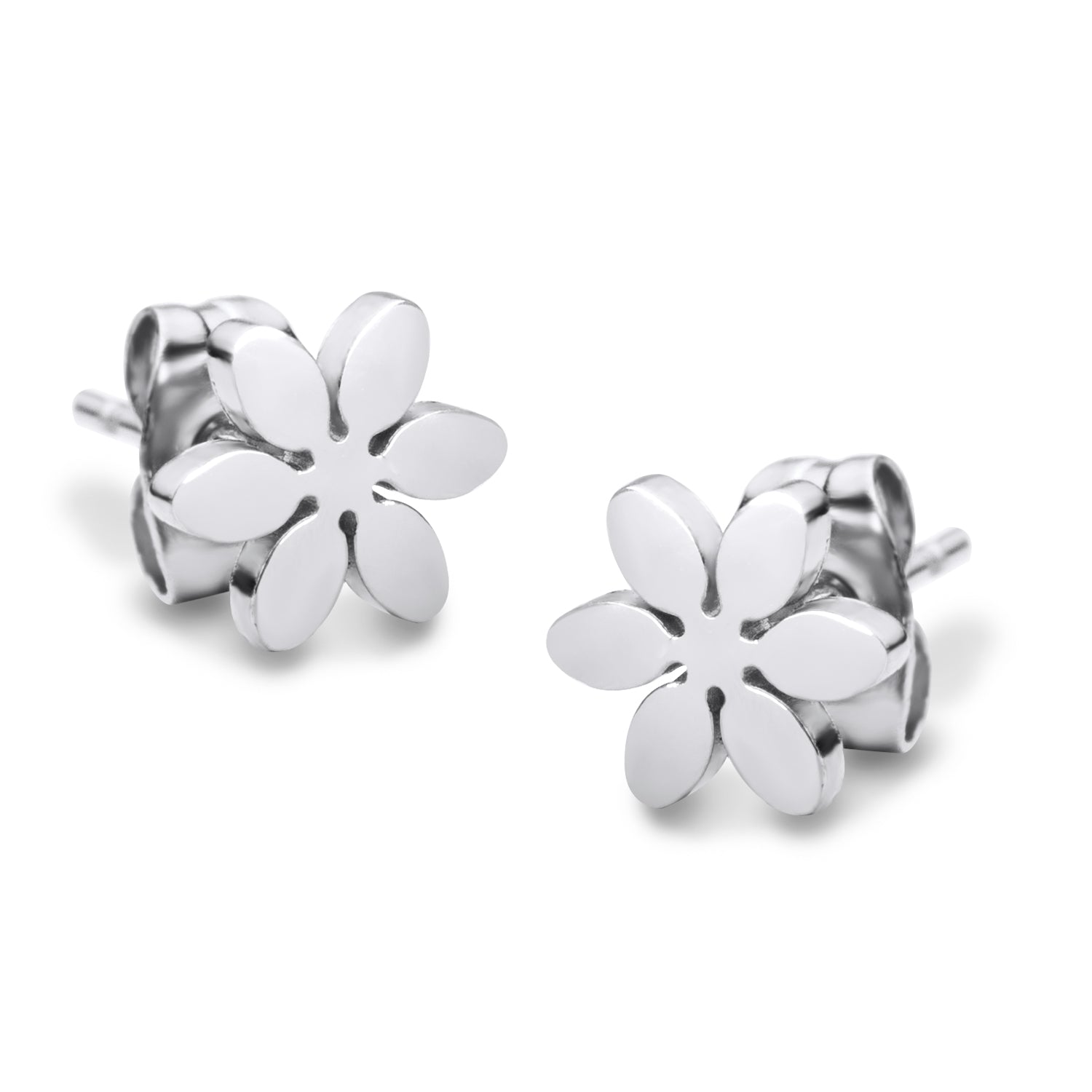 Delicate Small Tiny Daisy Flower Stud Steel Earrings