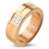 Stainless Steel Classic CZ Inlay Groove Engagement Wide Band Ring