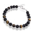 Stainless Steel bracelet with black beads mixed with tiger eye