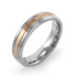 Classic Steel Ring with Eroding and Rose Gold Middle Line