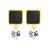 Square Shape Stud Earring with Epoxy and CZ